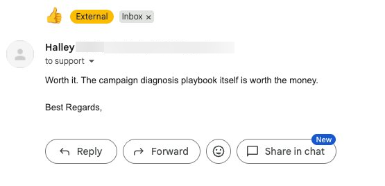 Customer email review of The Reverse Pitch Playbook